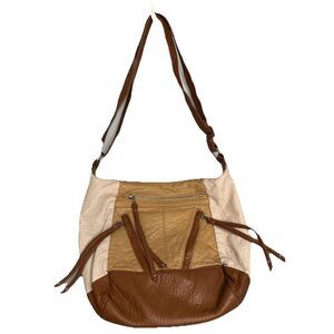 GAL Large Soft Vegan Leather Shoulder Bag Tan Multi-Pocket Crossbody